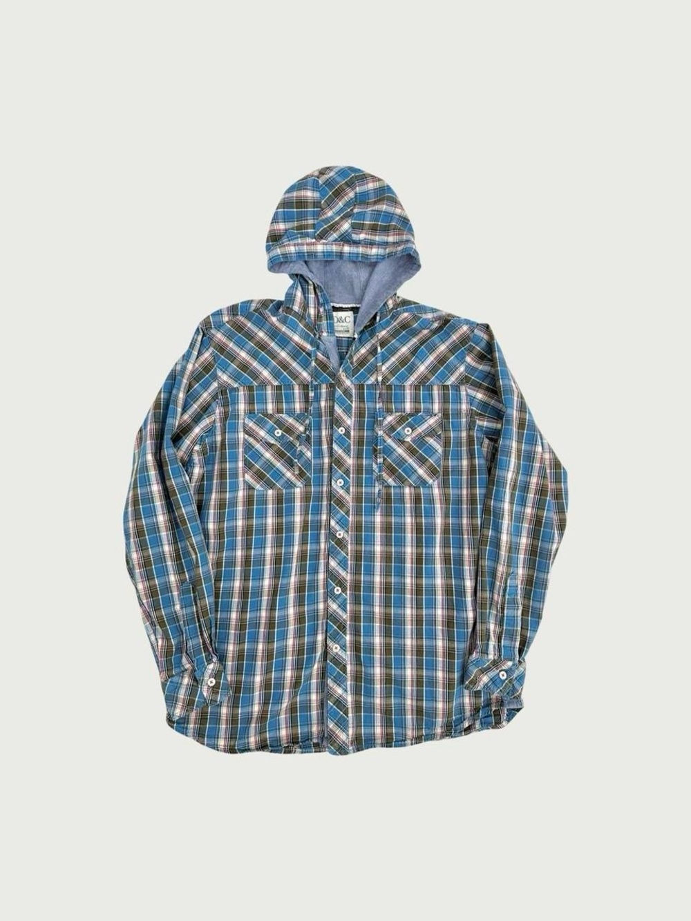 Plaid Button Down Shirt Hoodie